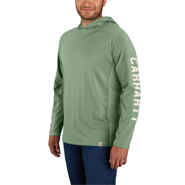 Carhartt 105481 Men's Force Relaxed Fit Midweight LS Logo Graphic Hooded T-Shirt - Discontinued Pricing