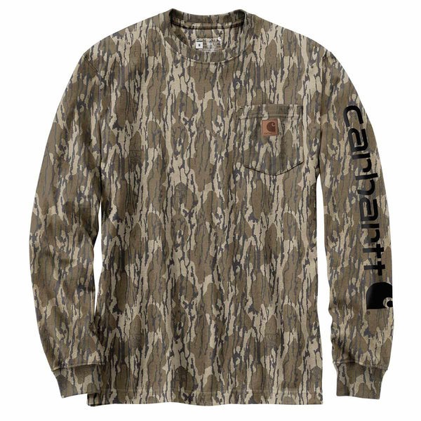 Carhartt 105483 Men's Loose Fit Heavyweight LS Pocket Camo Logo Graphic T-Shirt