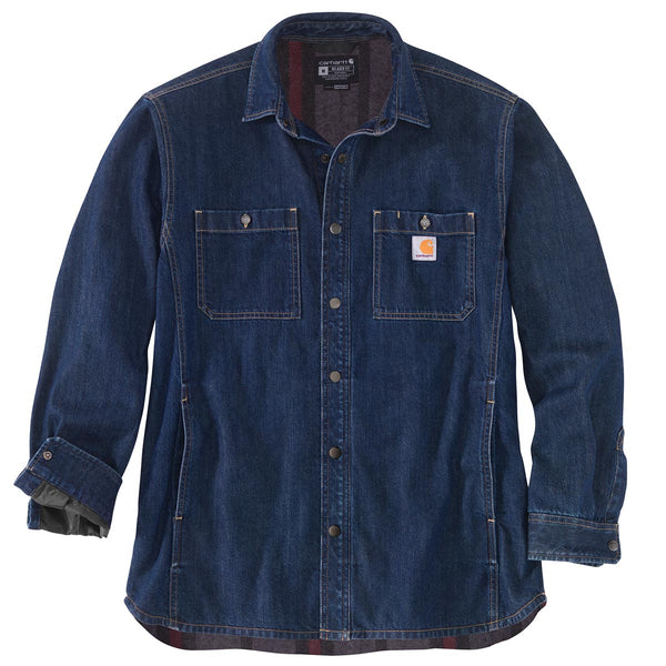 Carhartt 105605 Men's Relaxed Fit Denim Fleece Lined Snap-Front Shirt Jac