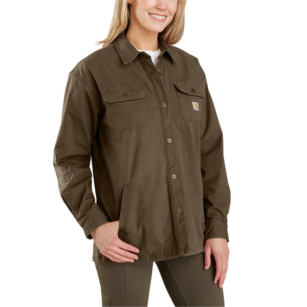 Carhartt 106024 Women's Rugged Flex Loose Fit Canvas Fleece-Lined Shirt Jac