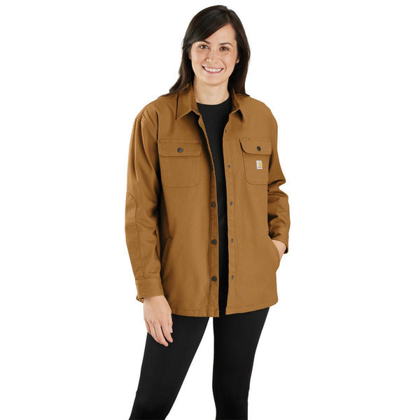 Carhartt 106024 Women's Rugged Flex Loose Fit Canvas Fleece-Lined Shirt Jac