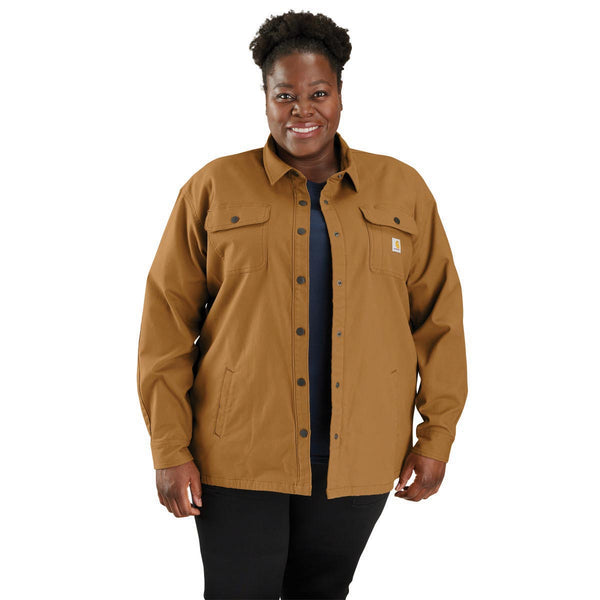 Carhartt 106024 Women's Rugged Flex Loose Fit Canvas Fleece-Lined Shirt Jac