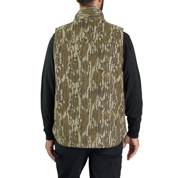 Carhartt 106099 Men's Rugged Flex Duck Loose Fit Sherpa-Lined Camo Mock-Neck Vest