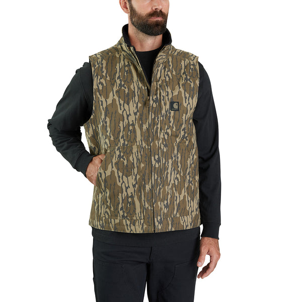 Carhartt 106099 Men's Rugged Flex Duck Loose Fit Sherpa-Lined Camo Mock-Neck Vest