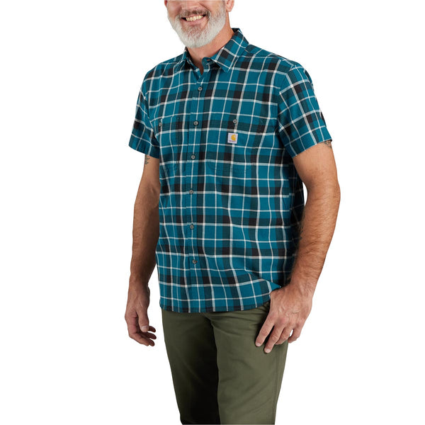 Carhartt 106139 Men's Rugged Flex Relaxed Fit Lightweight SS Plaid Shirt - Discontinued Pricing