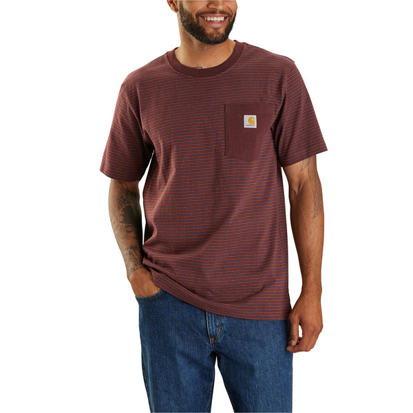 Carhartt 106145 Men's Relaxed Fit Heavyweight SS Pocket Stripe T-Shirt - Discontinued Pricing