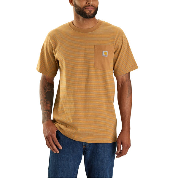 Carhartt 106145 Men's Relaxed Fit Heavyweight SS Pocket Stripe T-Shirt - Discontinued Pricing