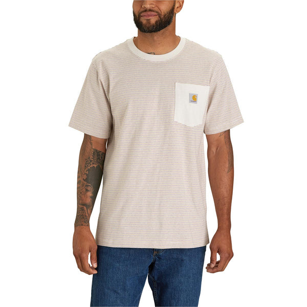 Carhartt 106145 Men's Relaxed Fit Heavyweight SS Pocket Stripe T-Shirt - Discontinued Pricing