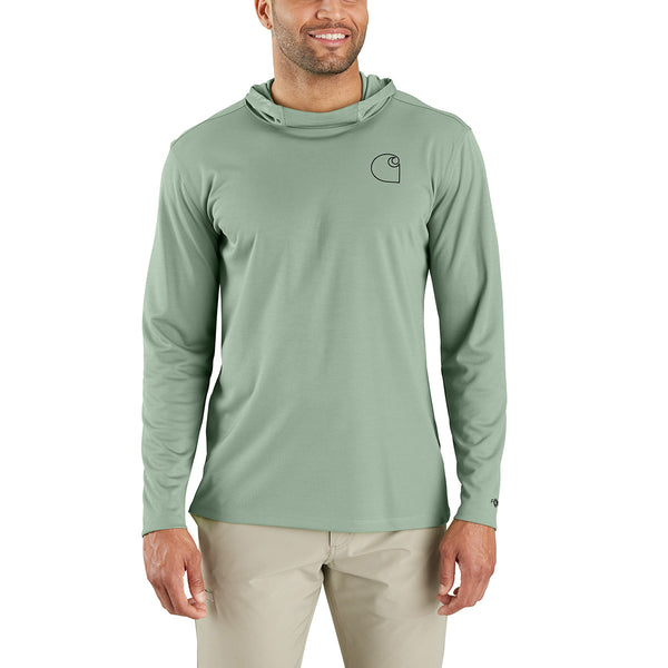 Carhartt 106165 Men's Force Sun Defender Lightweight LS Hooded Logo Graphic T-Shirt