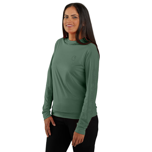 Carhartt 106236 Women's Force Sun Defender Lightweight Long-Sleeve Hooded Graphic T-shirt