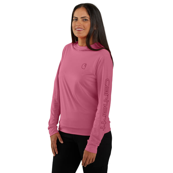 Carhartt 106236 Women's Force Sun Defender Lightweight Long-Sleeve Hooded Graphic T-shirt