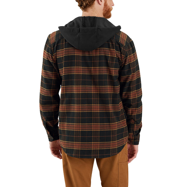 Carhartt 106353 Men's Rugged Flex Relaxed Fit Flannel Fleece Lined Hooded Shirt Jac