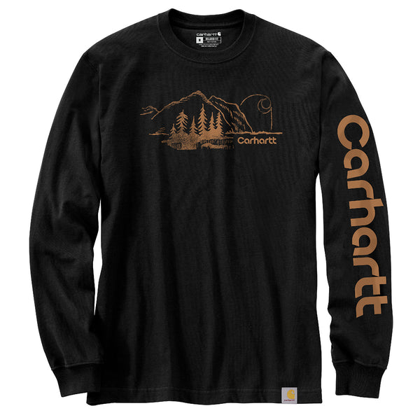 Carhartt 106361 Men's Relaxed Fit Heavyweight LS Mountain Graphic T-Shirt