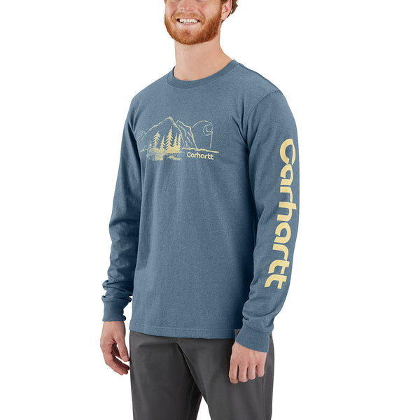 Carhartt 106361 Men's Relaxed Fit Heavyweight LS Mountain Graphic T-Shirt