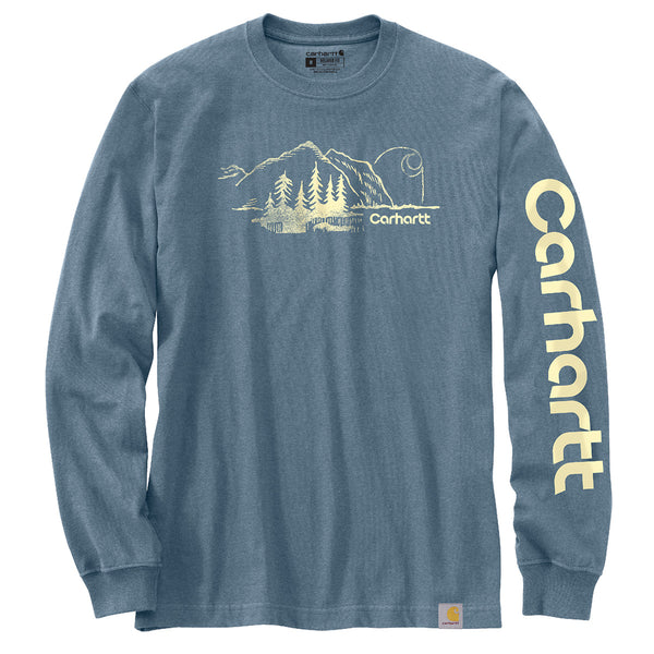 Carhartt 106361 Men's Relaxed Fit Heavyweight LS Mountain Graphic T-Shirt