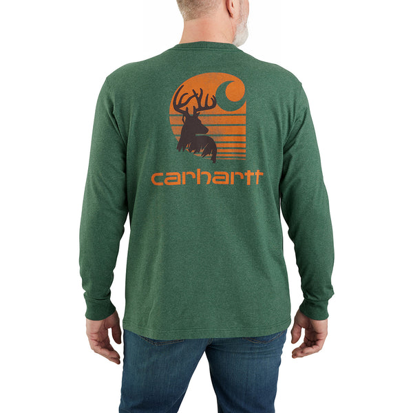 Carhartt 106365 Men's Loose Fit Heavyweight LS Pocket Deer Graphic T-Shirt