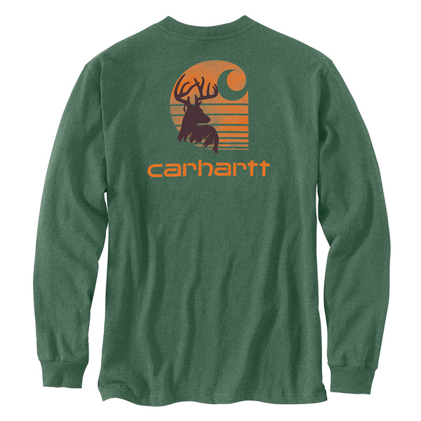 Carhartt 106365 Men's Loose Fit Heavyweight LS Pocket Deer Graphic T-Shirt