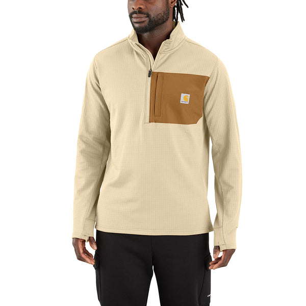 Carhartt 106423 Men's Force Relaxed Fit Mock Neck Half-Zip T-Shirt