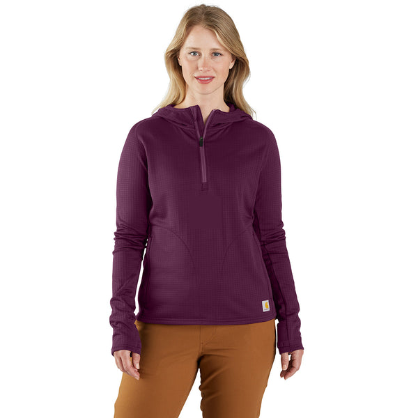 Carhartt 106456 Women's Force Relaxed Fit Half Zip Hooded T-Shirt