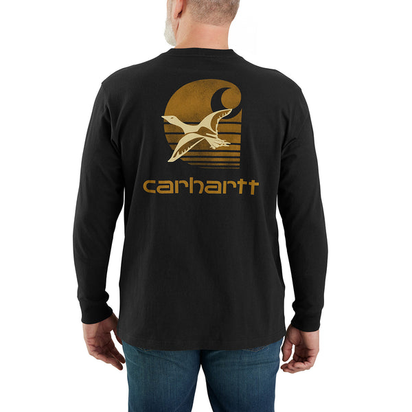 Carhartt 106629 Men's Loose Fit Heavyweight LS Pocket Duck Graphic T-Shirt