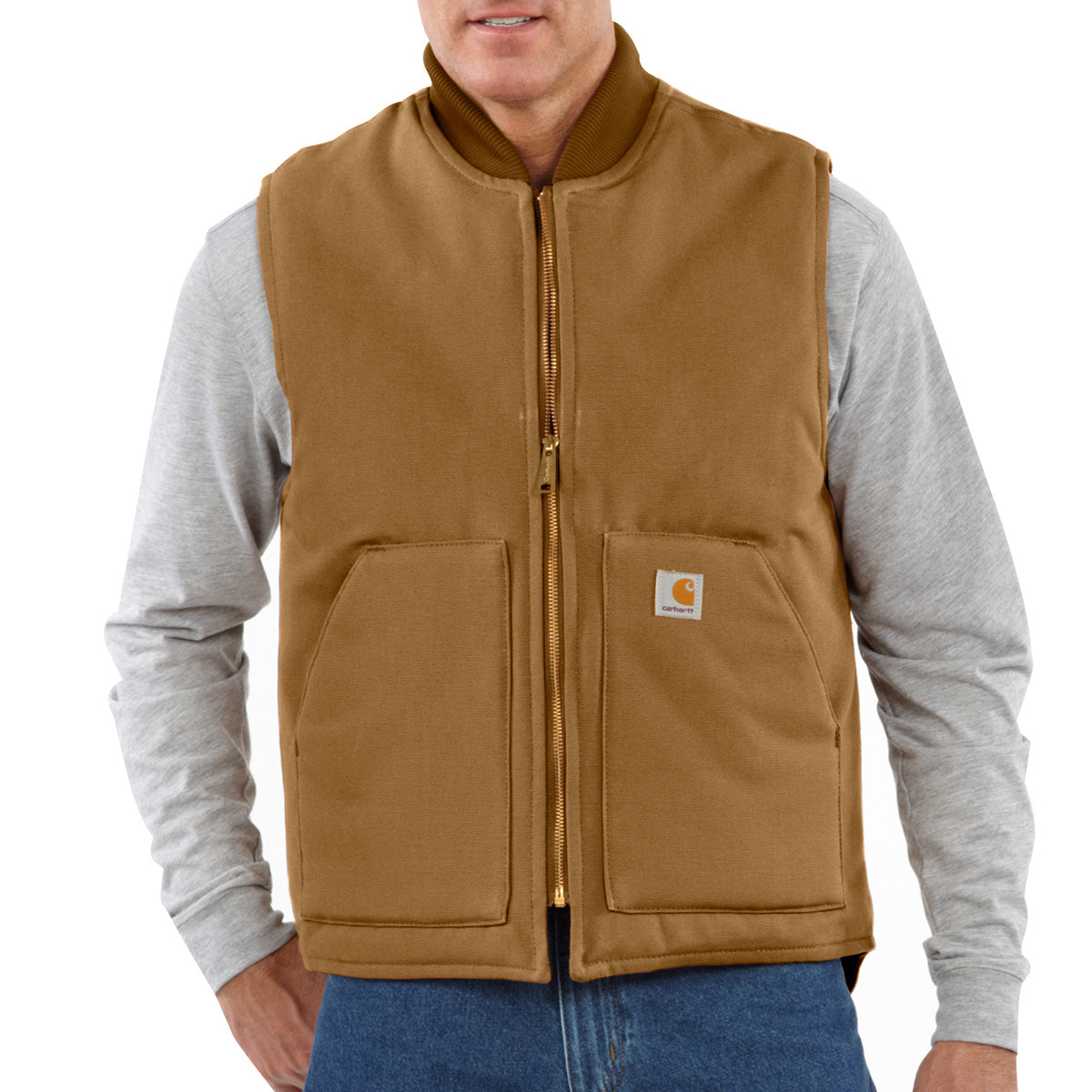 Carhartt-Men's V01 Relaxed Fit Firm Duck Insulated Rib Collar Vest