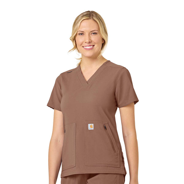 Carhartt Scrubs C12237 Women's Rugged Flex Modern Fit 4-Pocket V-Neck Top