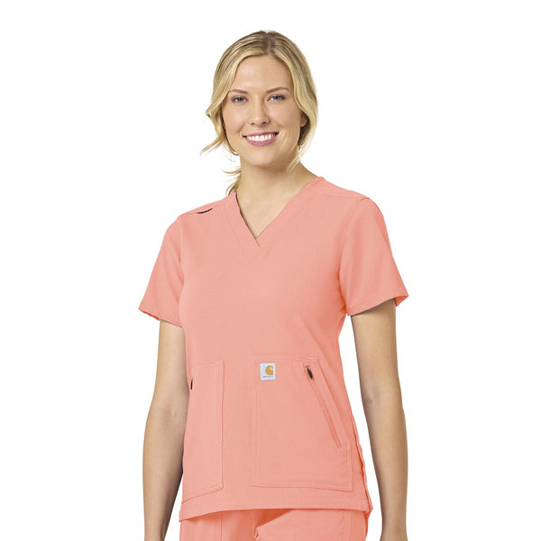 Carhartt Scrubs C12237 Women's Rugged Flex Modern Fit 4-Pocket V-Neck Top