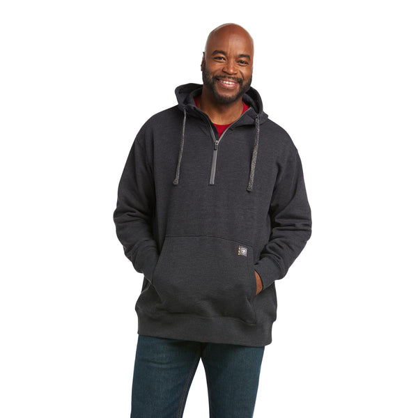 Ariat 10037726 Men's Rebar Workman Quarter Zip Hoodie - Charcoal