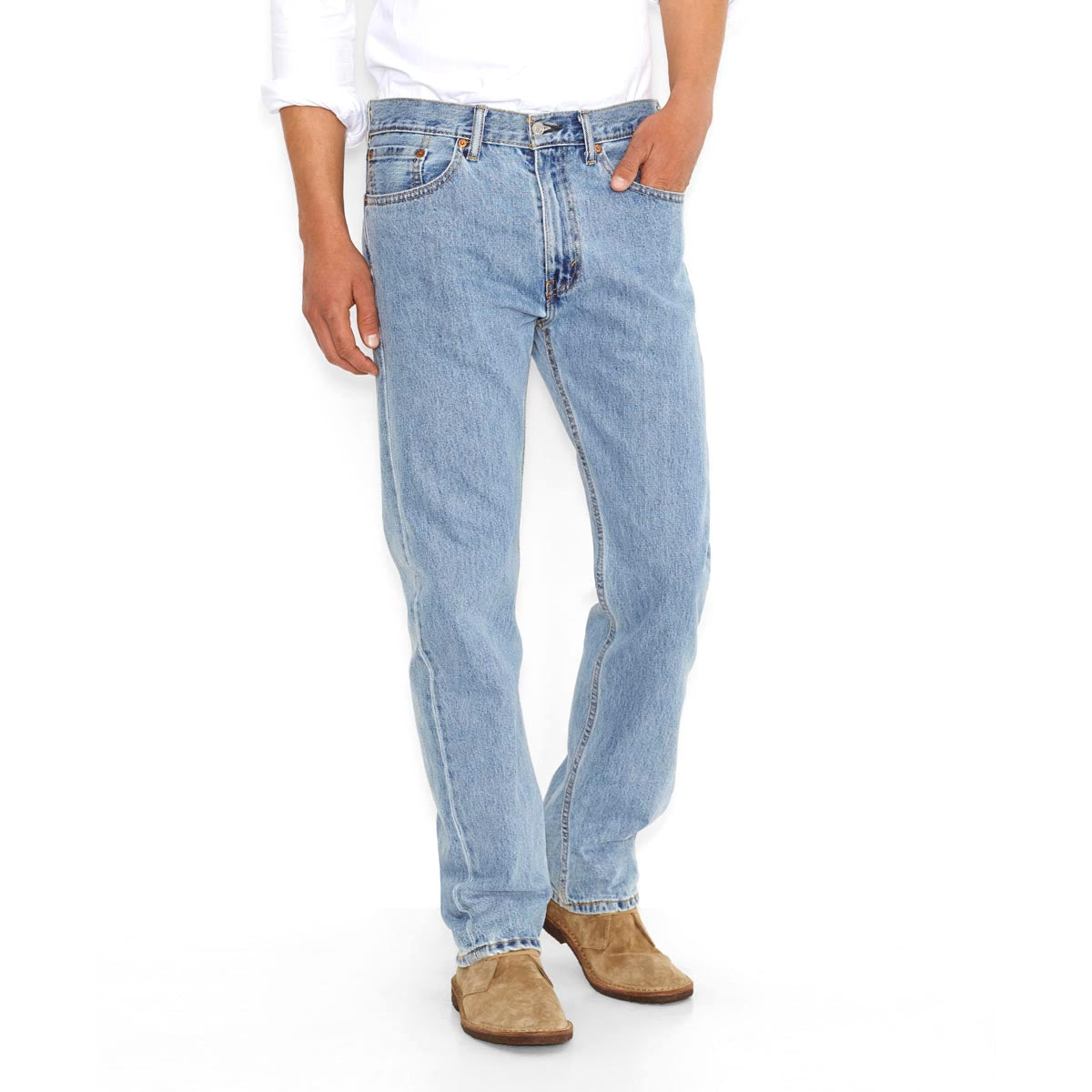 Levi-Men's 505 Regular Fit Straight Leg Jeans - Light Stonewash