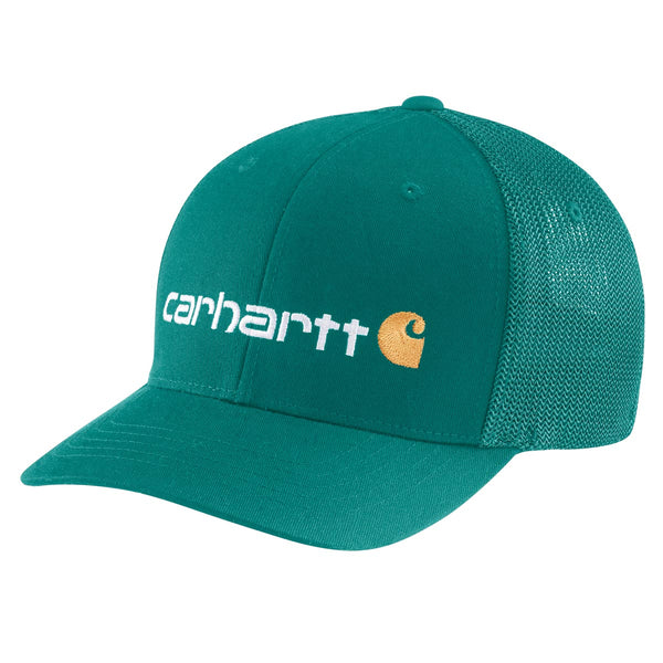 Carhartt 105353-C Men's Rugged Flex Fitted Canvas Mesh Back Logo Graphic Cap - Discontinued Pricing