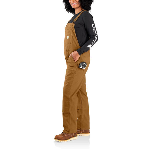 Carhartt 106001-BRN Women's Rugged Flex Loose Fit Canvas Bib Overall - Carhartt Brown