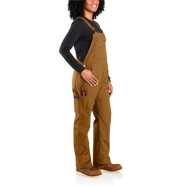 Carhartt 106001-BRN Women's Rugged Flex Loose Fit Canvas Bib Overall - Carhartt Brown