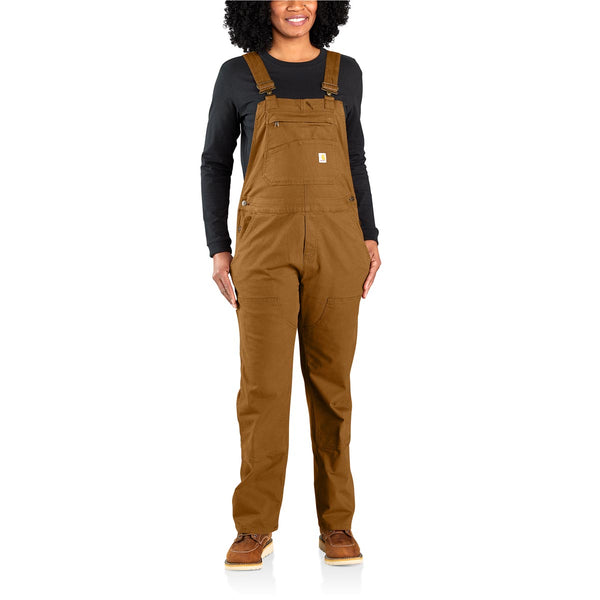 Carhartt 106001-BRN Women's Rugged Flex Loose Fit Canvas Bib Overall - Carhartt Brown