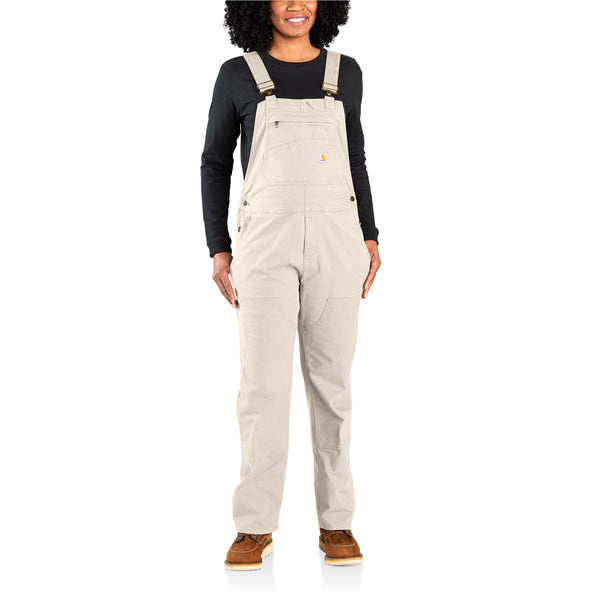 Carhartt 106001-NAT Women's Rugged Flex Loose Fit Canvas Bib Overall - Natural