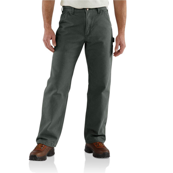 Carhartt B111-MOS Men's Loose Fit Washed-Duck Flannel-Lined Utility Work Pant - Moss