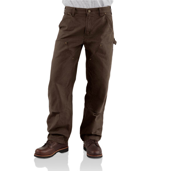 Carhartt B136-DKB Men's Loose Fit Washed-Duck Double-Front Utility Work Pant - Dark Brown