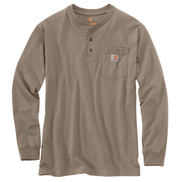 Carhartt K128 Men's Loose Fit Heavyweight Long Sleeve Pocket Henley T-Shirt