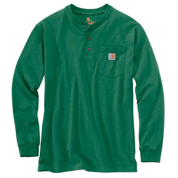 Carhartt K128 Men's Loose Fit Heavyweight Long Sleeve Pocket Henley T-Shirt