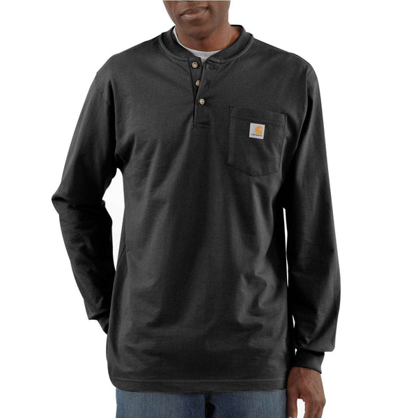 Carhartt K128 Men's Loose Fit Heavyweight Long Sleeve Pocket Henley T-Shirt