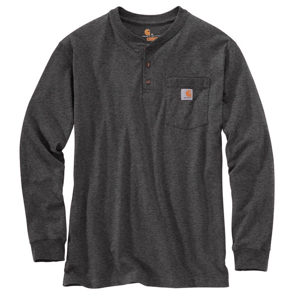 Carhartt K128 Men's Loose Fit Heavyweight Long Sleeve Pocket Henley T-Shirt