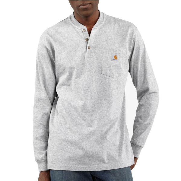 Carhartt K128 Men's Loose Fit Heavyweight Long Sleeve Pocket Henley T-Shirt