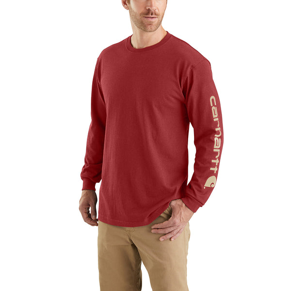 Carhartt K231 Men's Loose Fit Heavyweight LS Logo Sleeve Graphic T-Shirt