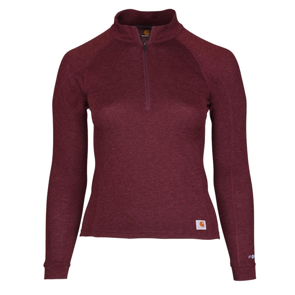 Carhartt Base Layer UH0133-W Women's Force Midweight Synthetic-Wool Blend Base Layer Quarter Zip Top